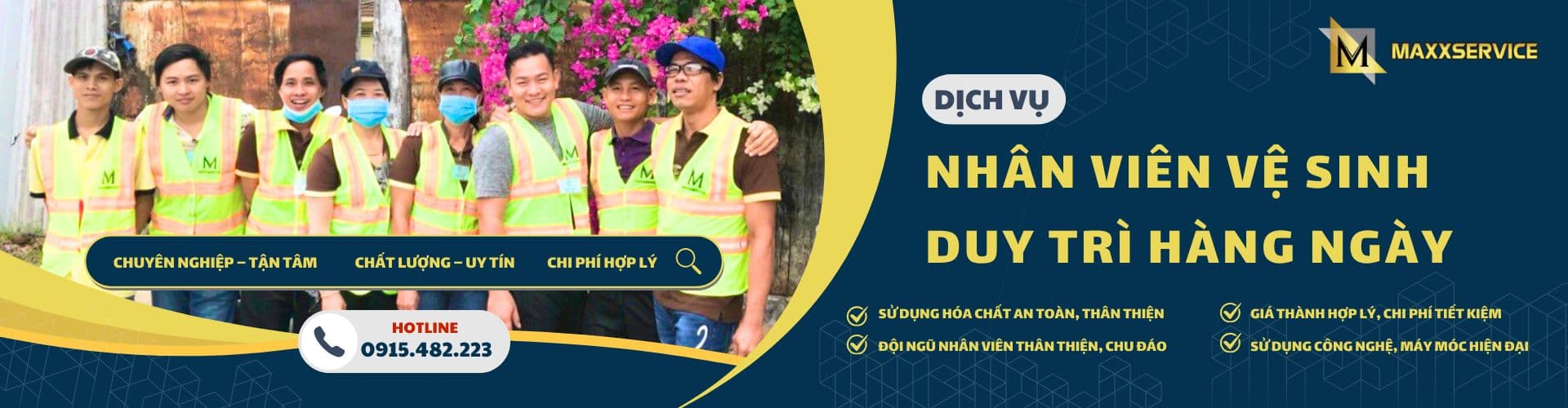 banner nhân viên vệ sinh duy trì hàng ngày